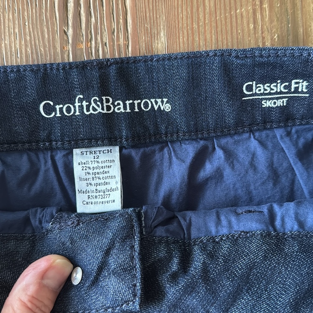 Croft & Borrow Denim Classic FIt Skort size 12 - Picture 2 of 4